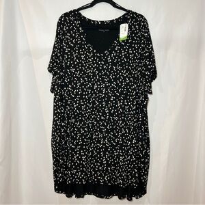 Penningtons Womens Animal Printed Modern Fit V-Neck Tee in Black Size XXXL 3X